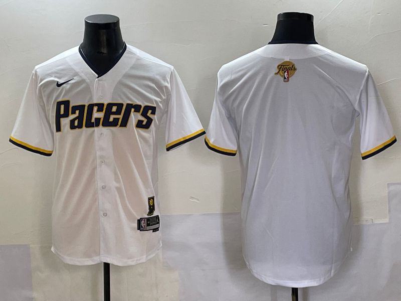 Men 2025 Indiana Pacers Blank White Joint Name Nike NBA Jersey style 1